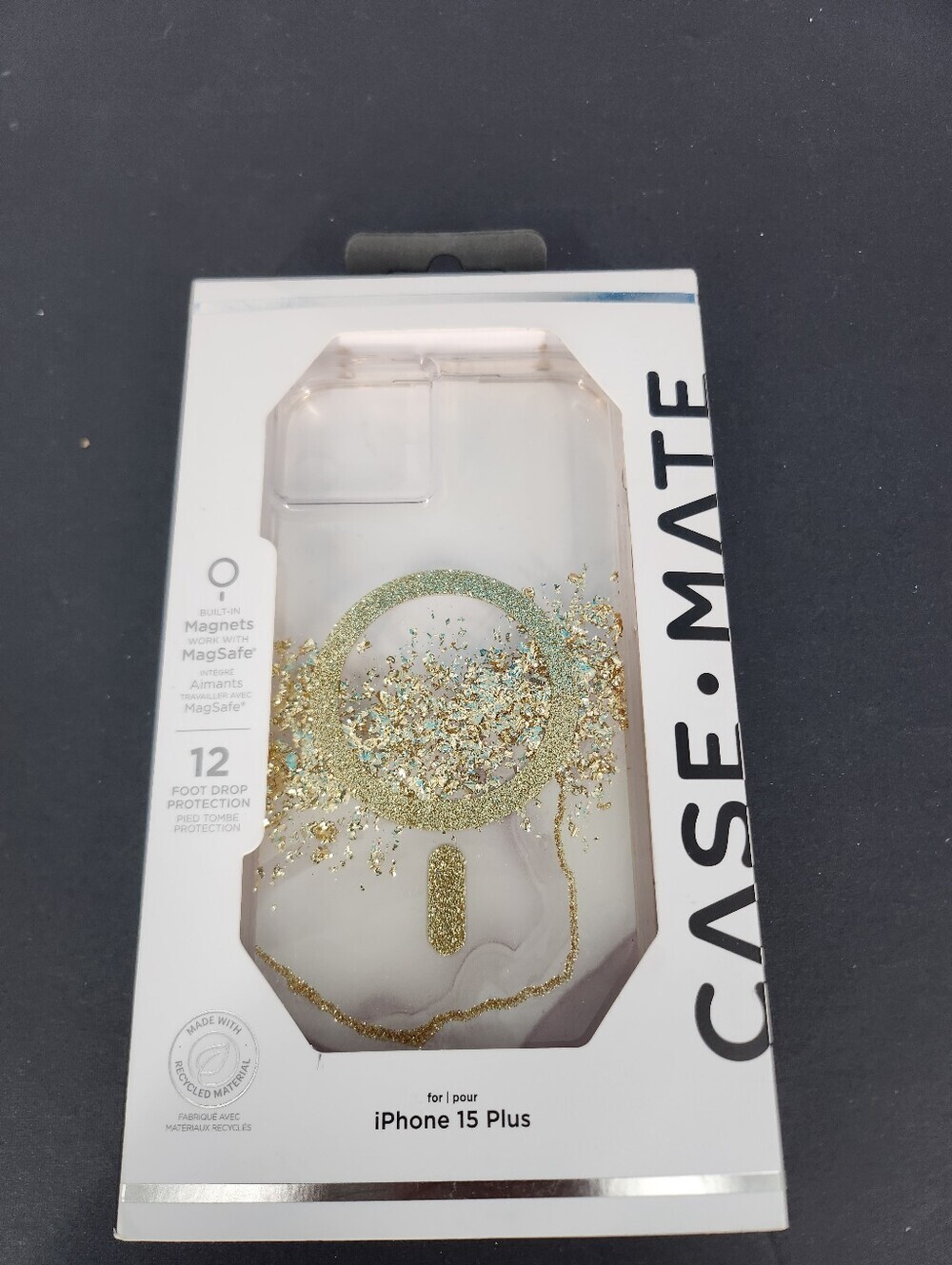 Case-Mate Karat Marble MagSafe iPhone 15 Plus Case Gold Foil Clear